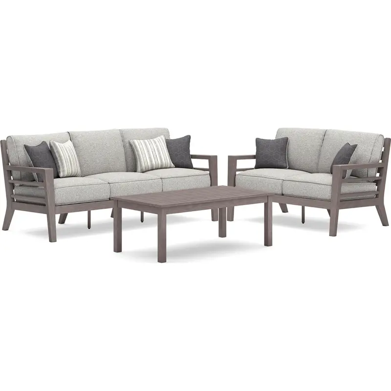 Hillside Barn Gray And Brown 3-Piece Outdoor Lounge Set 1