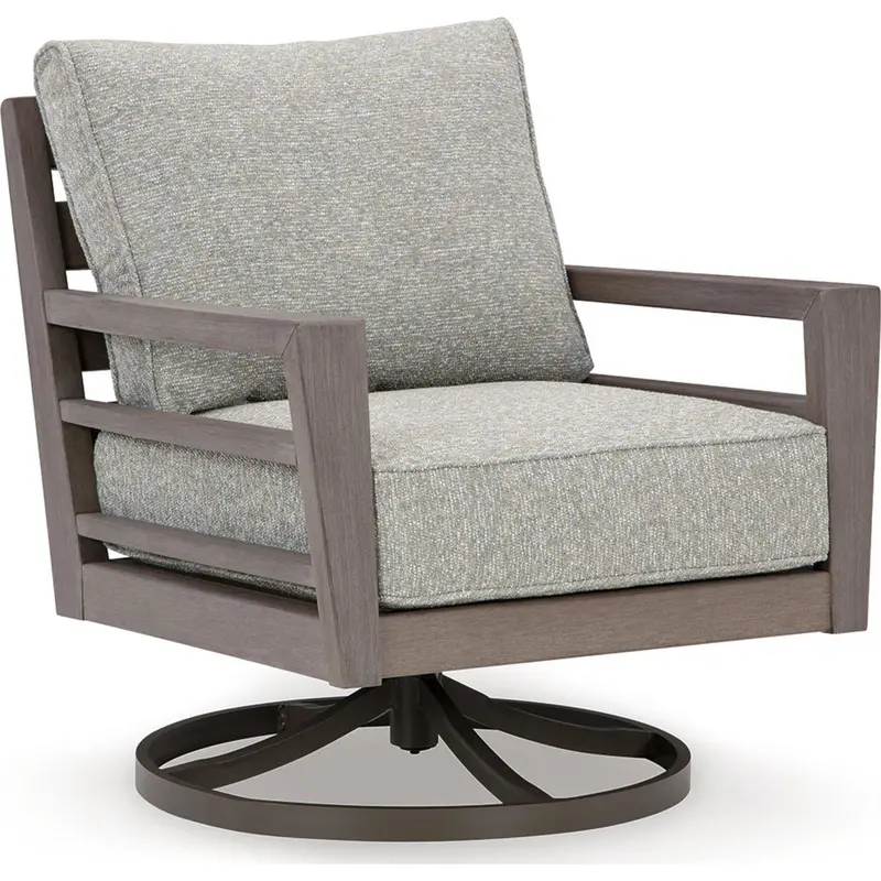 Hillside Barn Outdoor Swivel Lounge Chair With Cushion – Gray And Brown Textured Fabric 1