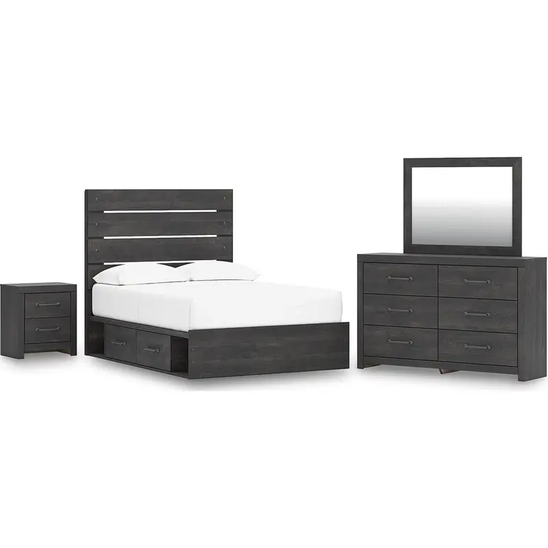 Hollivern 6-Piece Full-Size Storage Bedroom Set – Dark Gray 1