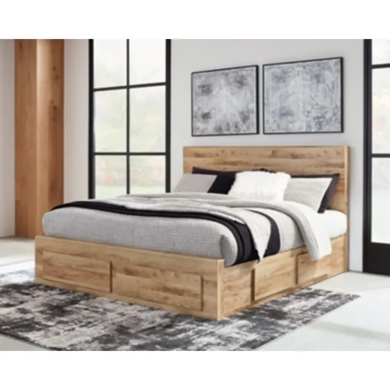 Hyanna Queen-Size Storage Bed – Tan-Brown Finish 2