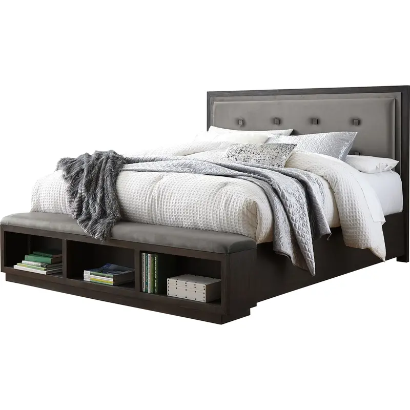 Hyndell Dark Brown Storage Bed – Platform Style With Under-Bed Drawers 1
