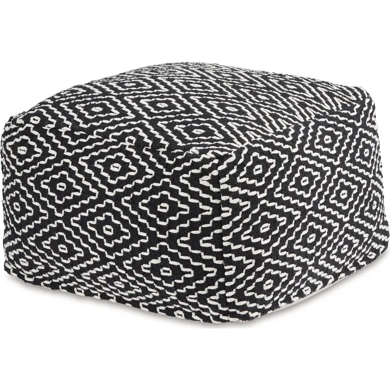 Jasett Black And Ivory Tufted Pouf – Versatile Floor Seating 1