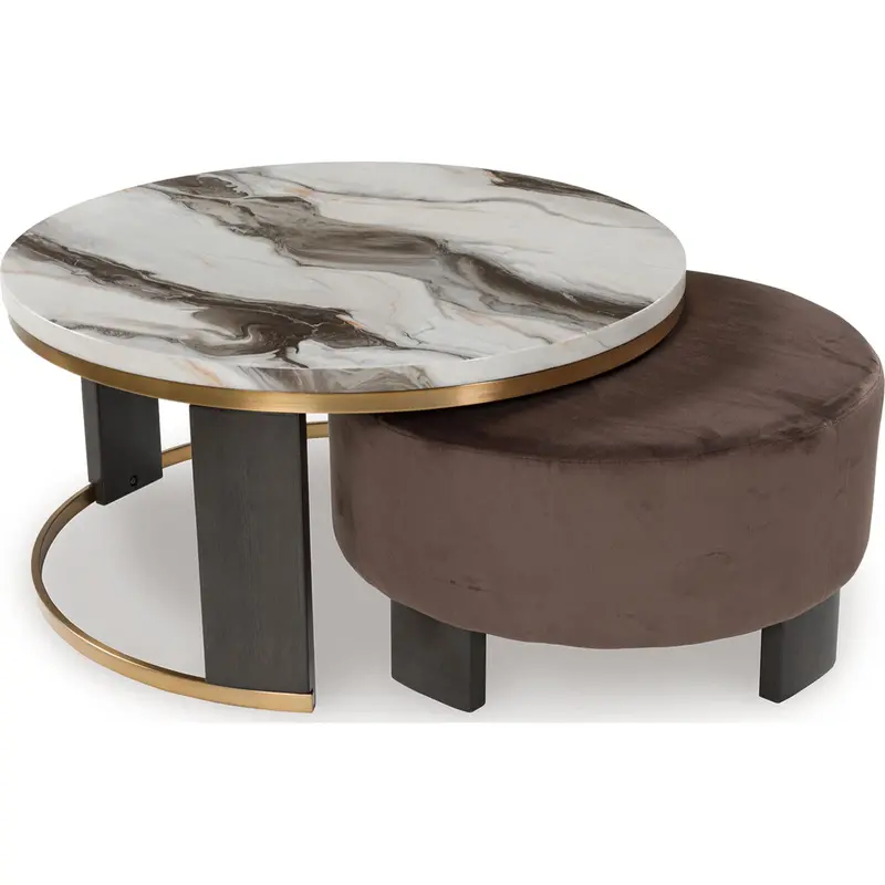 Jazmore Brown And Brass Nesting Cocktail Tables (Set Of 2) 1