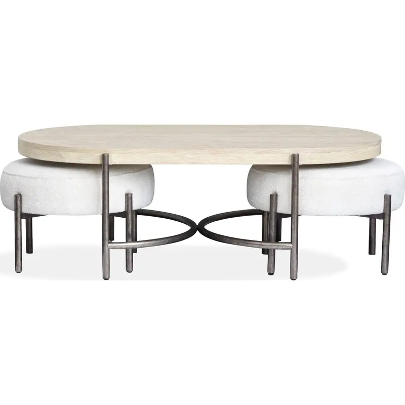 Jennings Edgecomb Grey Cocktail Table With Matching Dual Ottomans 1