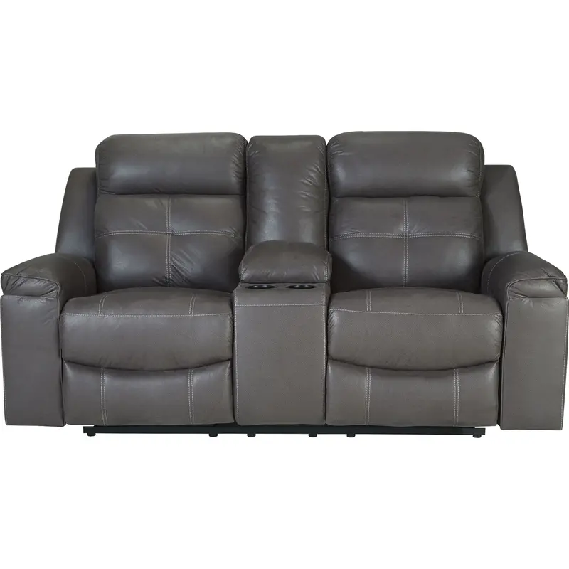 Jesolo Power-Reclining Loveseat – Dark Gray Fabric With Center Console 1