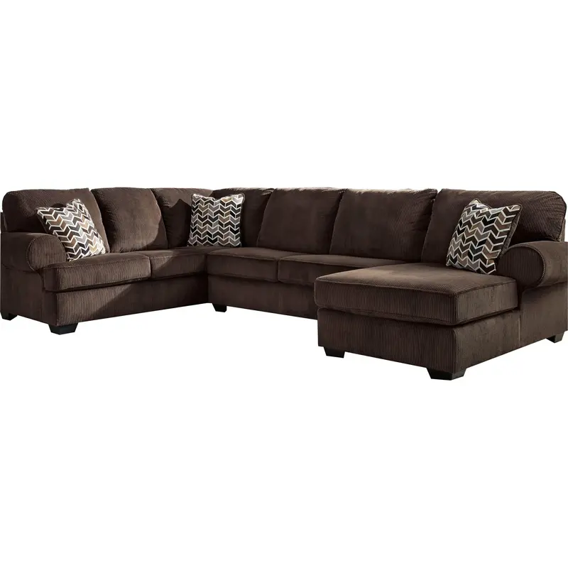 Jina Chocolate 3-Piece Sectional Sofa – Modern Curved Design 1