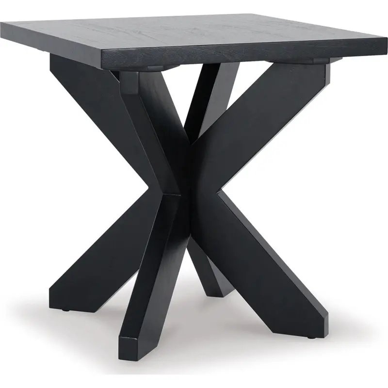 Joshyard Wooden End Table In Matte Black 1