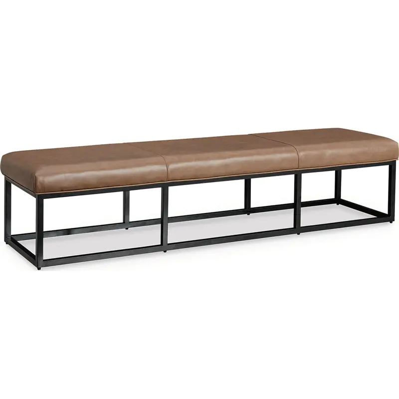 Joston Caramel Leather-Finish Bench With Solid Wood Frame 1