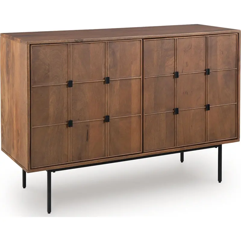 Juddins Brown Wood Accent Cabinet With Open And Closed Storage 1