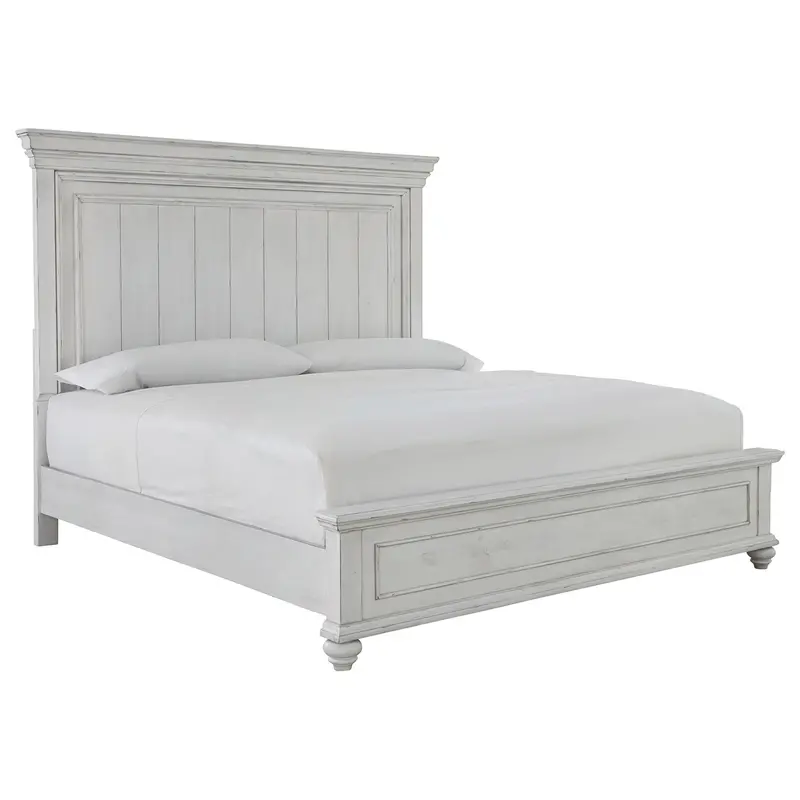 Kanwyn Whitewashed Panel Bed — Coastal-Inspired Full Bed Frame 1