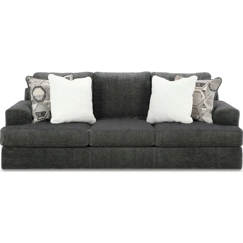 Karinne Mid-Century Sofa – Smoke Gray Linen-Look Upholstery 1