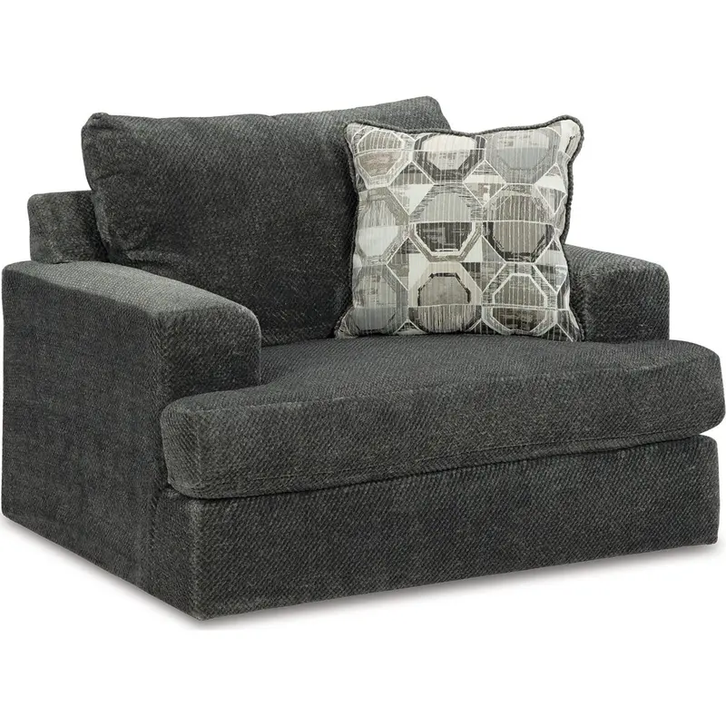 Karinne Upholstered Chair And A Half In Smoke Gray Fabric 1