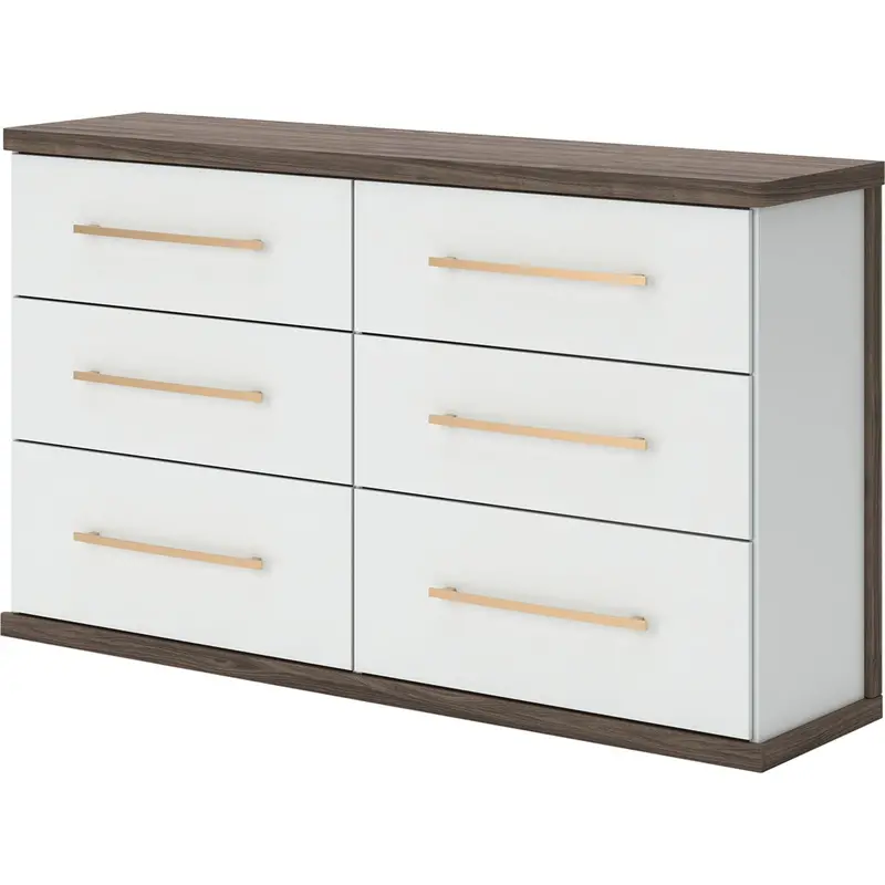 Kendanport Two-Tone Dresser In White And Brown With Soft-Close Hardware 1
