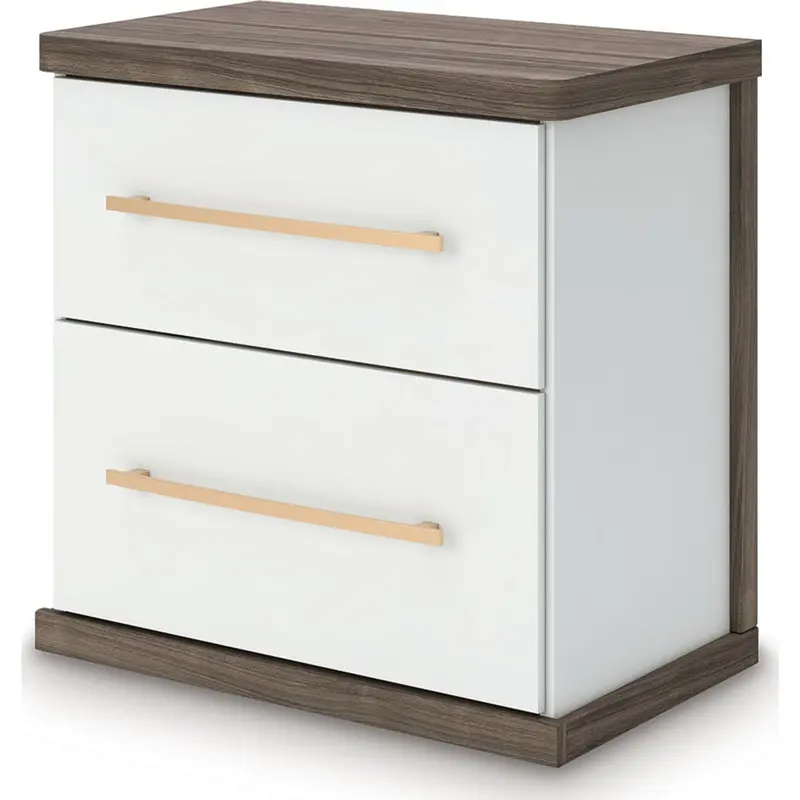 Kendanport White-And-Brown Nightstand With Drawer And Shelf 1