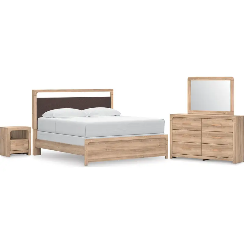 Kinlanni Tan 6-Piece King Panel Bedroom Set 1