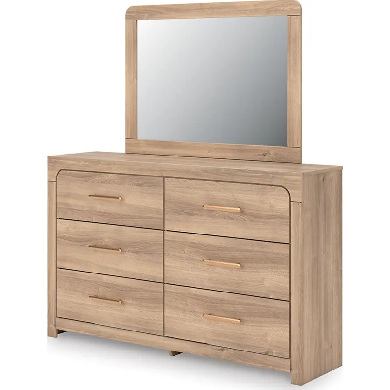 Kinlanni Tan Dresser And Matching Wall Mirror Set 1