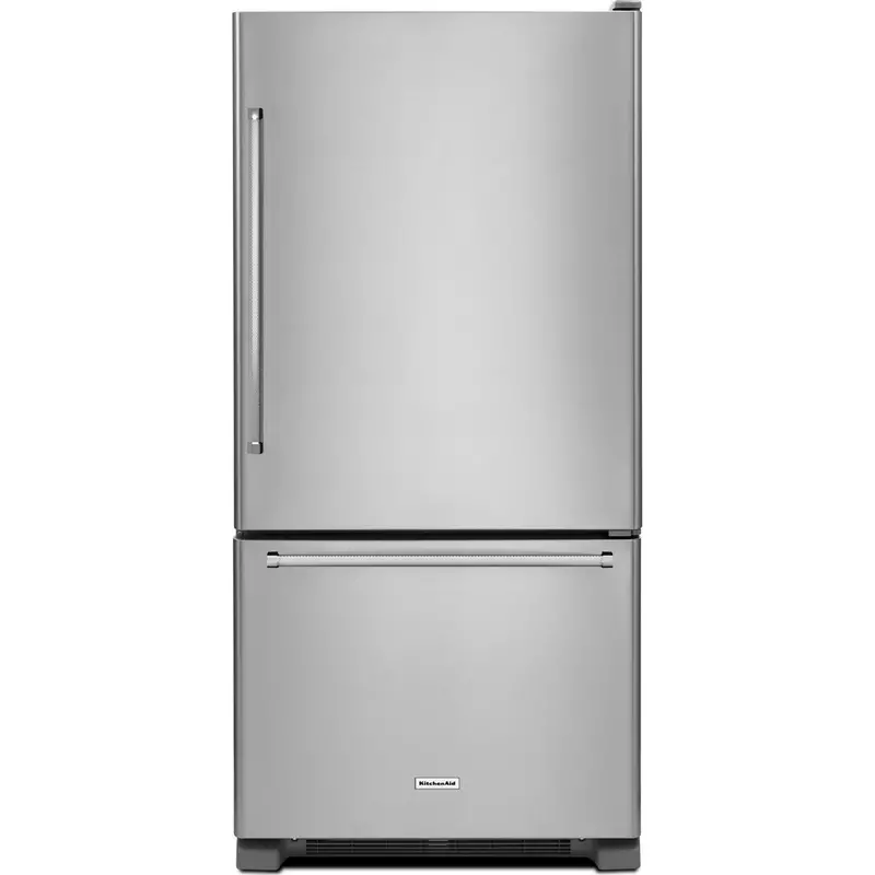 Kitchenaid 22 Cu. Ft. Stainless Steel Full-Depth Bottom-Mount Refrigerator – No Water Dispenser (Krbr102Ess) 1