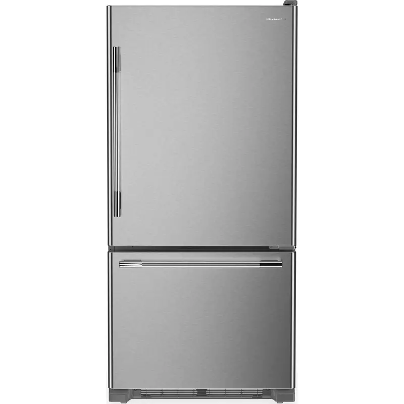 Kitchenaid 22 Cu. Ft. Standard-Depth Bottom-Freezer Refrigerator – Printshield Stainless, Right-Swing Doors (Krbr133Sps) 1
