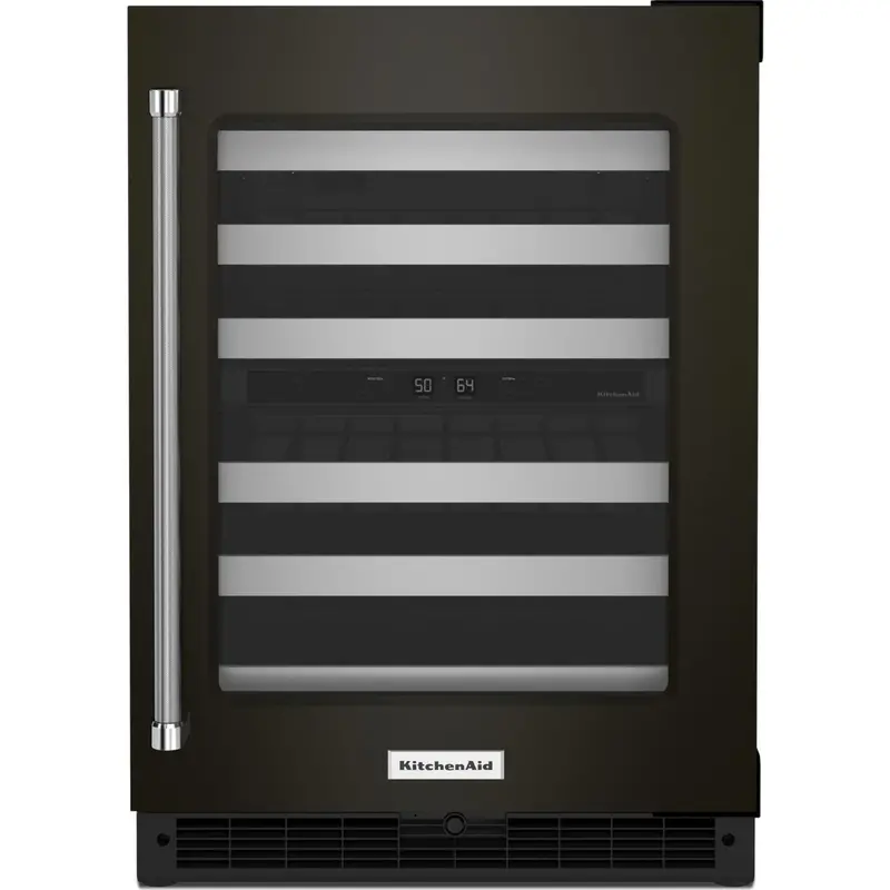 Kitchenaid 24" Glass-Door Wine Cellar – Metal-Front Racks, Black Stainless (Kuwr314Kbs) 1
