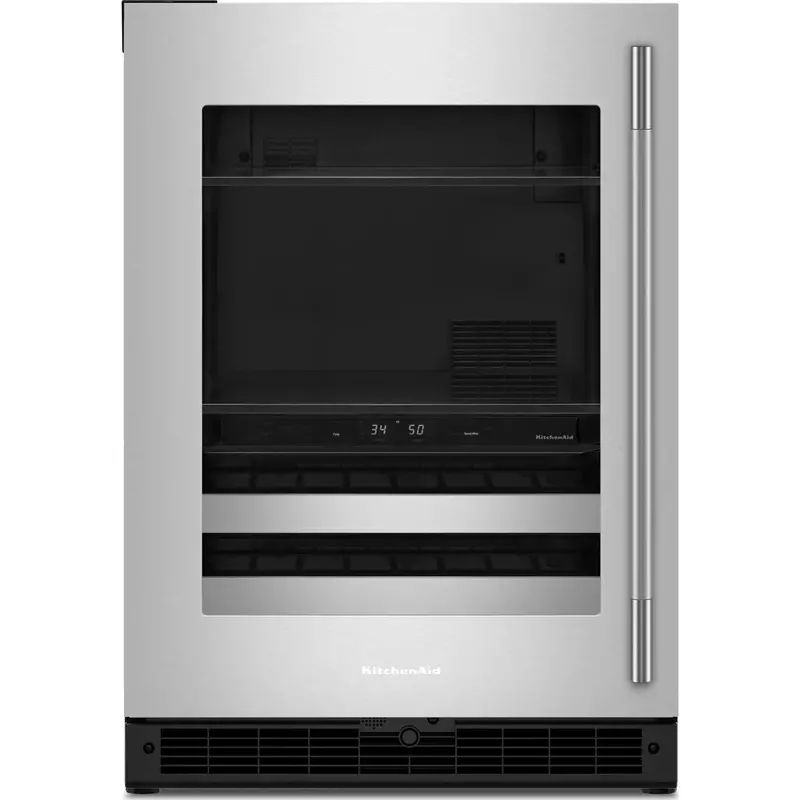 Kitchenaid 24-Inch Beverage Center – Black Cabinet, Stainless Doors, Metal-Front Racks Kubl524Ssb 1