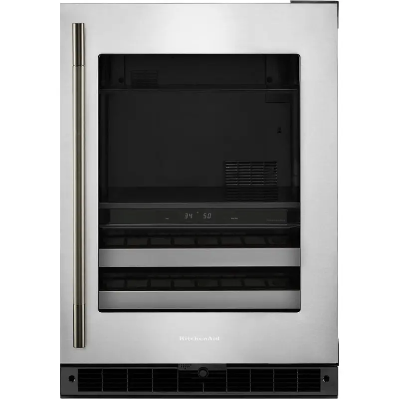 Kitchenaid 24-Inch Beverage Center – Black Cabinet, Stainless Doors, Metal-Front Racks Kubr524Ssb 1