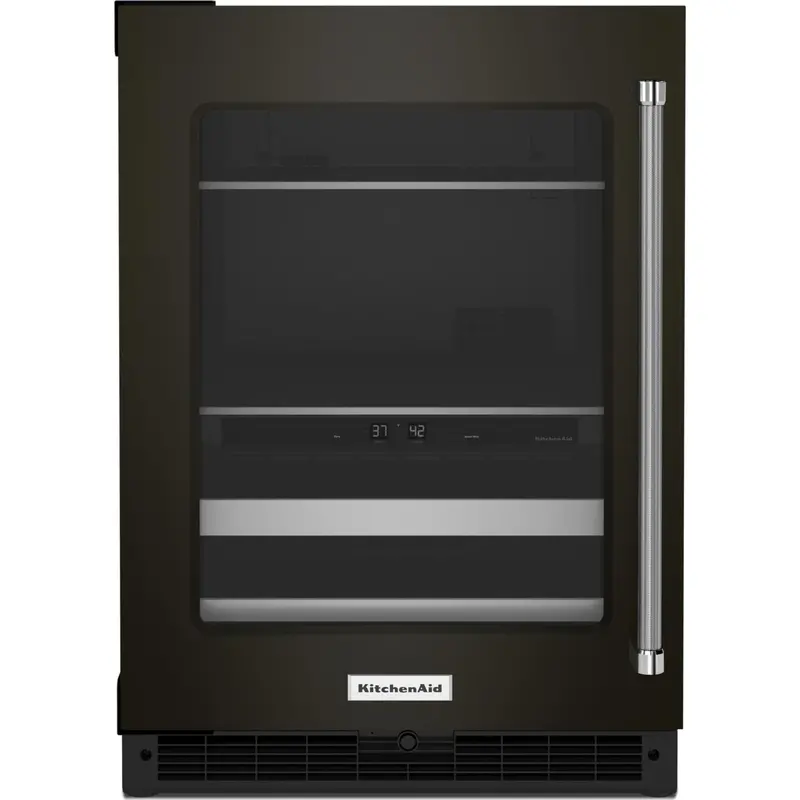 Kitchenaid 24-Inch Beverage Center – Glass Door, Metal Racks, Black Stainless With Printshield™ (Kubl314Kbs) 1