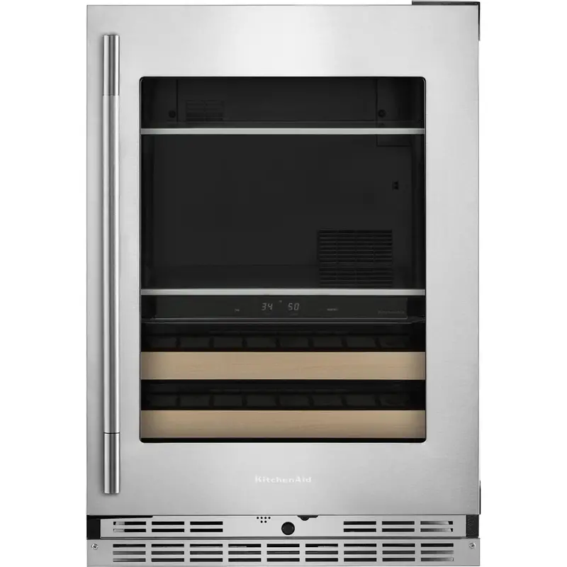 Kitchenaid 24-Inch Beverage Center – Printshield Stainless Finish, Wood-Front Racks Kubr524Sps 1