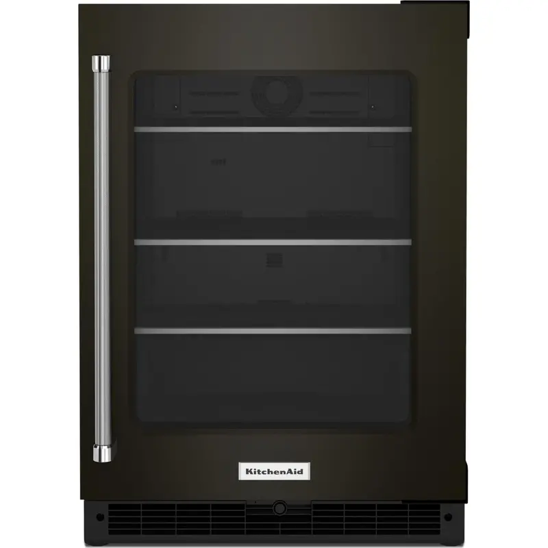 Kitchenaid 24-Inch Glass-Door Undercounter Refrigerator With Metallic Accents And Printshield Finish – Black Stainless Steel (Kurr314Kbs) 1