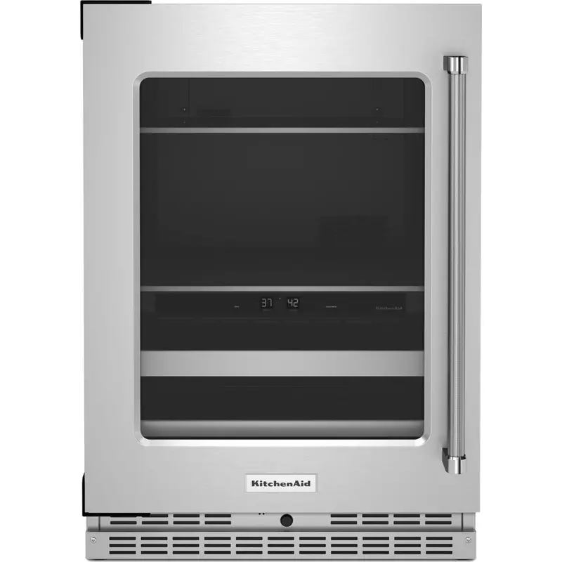 Kitchenaid 24-Inch Stainless Steel Beverage Center – Glass Door, Metal-Front Racks Kubl314Kss 1