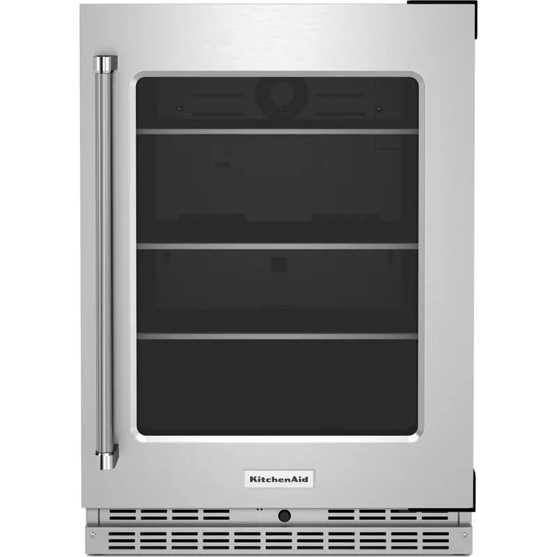 Kitchenaid 24-Inch Undercounter Refrigerator – Glass Door, Metallic Accents, Stainless Steel Kurr314Kss 1