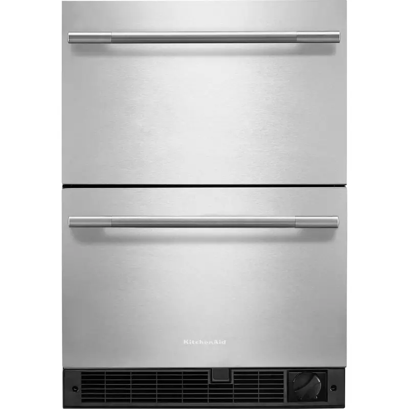 Kitchenaid 24" Stainless Steel Double-Drawer Refrigerator/Freezer – Black Cabinet With Stainless Doors (Kuct524Ssb) 1