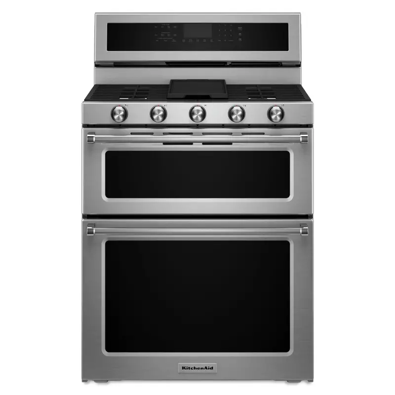 Kitchenaid 30" Gas Double Oven Convection Range – Stainless Steel, 5 Burners (Kfgd500Ess) 1