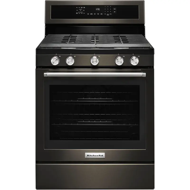 Kitchenaid 30-Inch 5-Burner Gas Convection Range – Black Stainless Steel (Kfgg500Ebs) 1