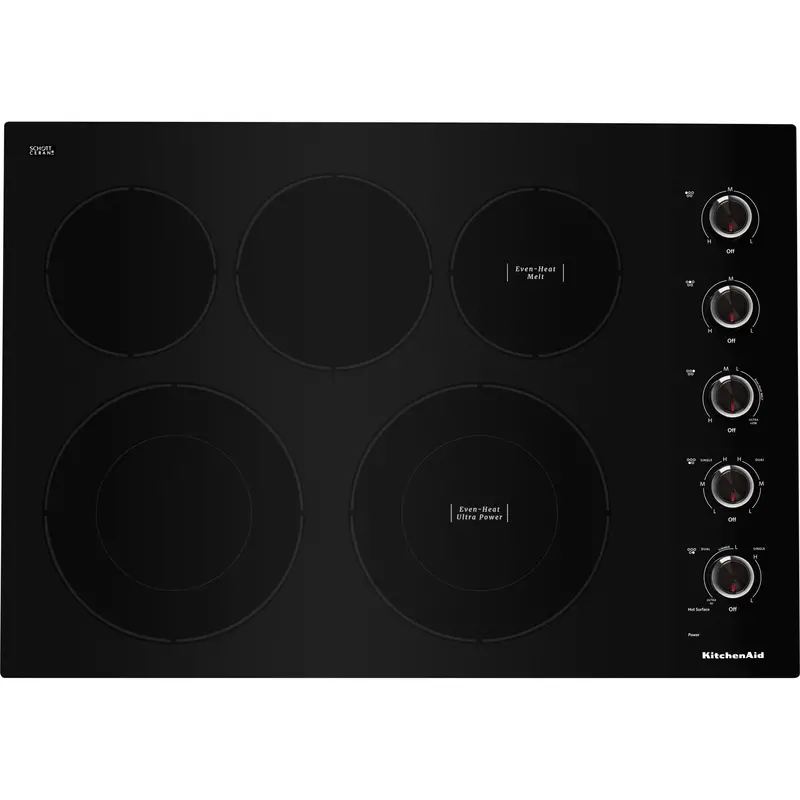 Kitchenaid 30-Inch Black Electric Cooktop With 5 Heating Zones And Ergonomic Knobs (Kces550Hbl) 1