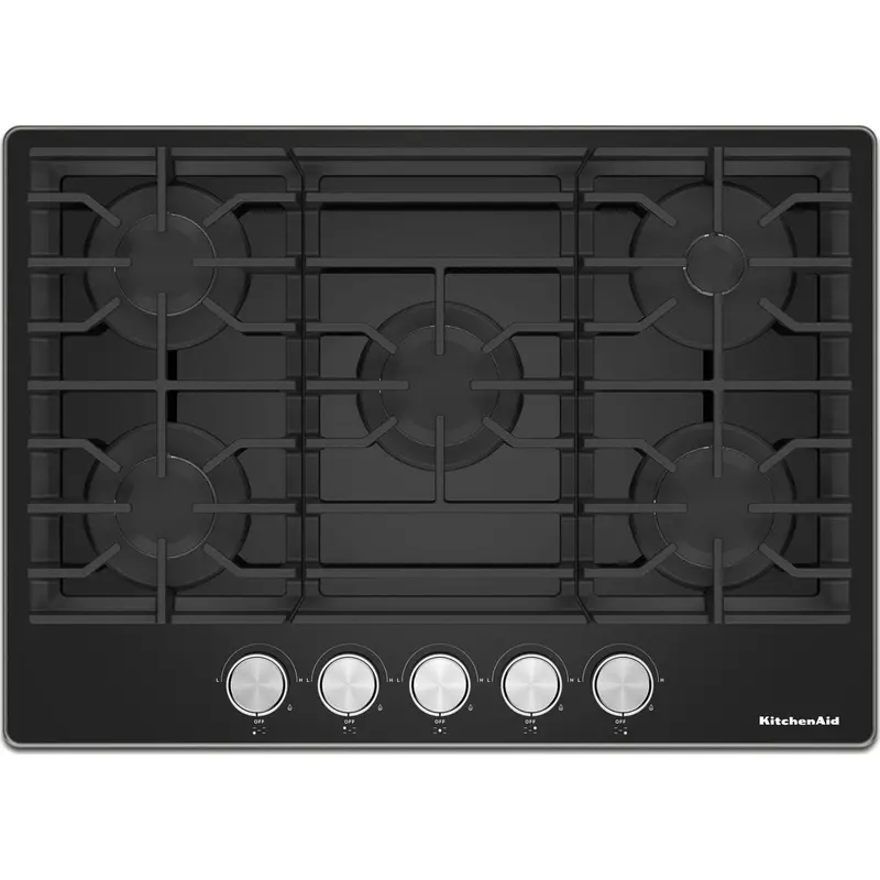 Kitchenaid 30-Inch Black Gas-On-Glass Cooktop (Kcgg530Pbl) 1