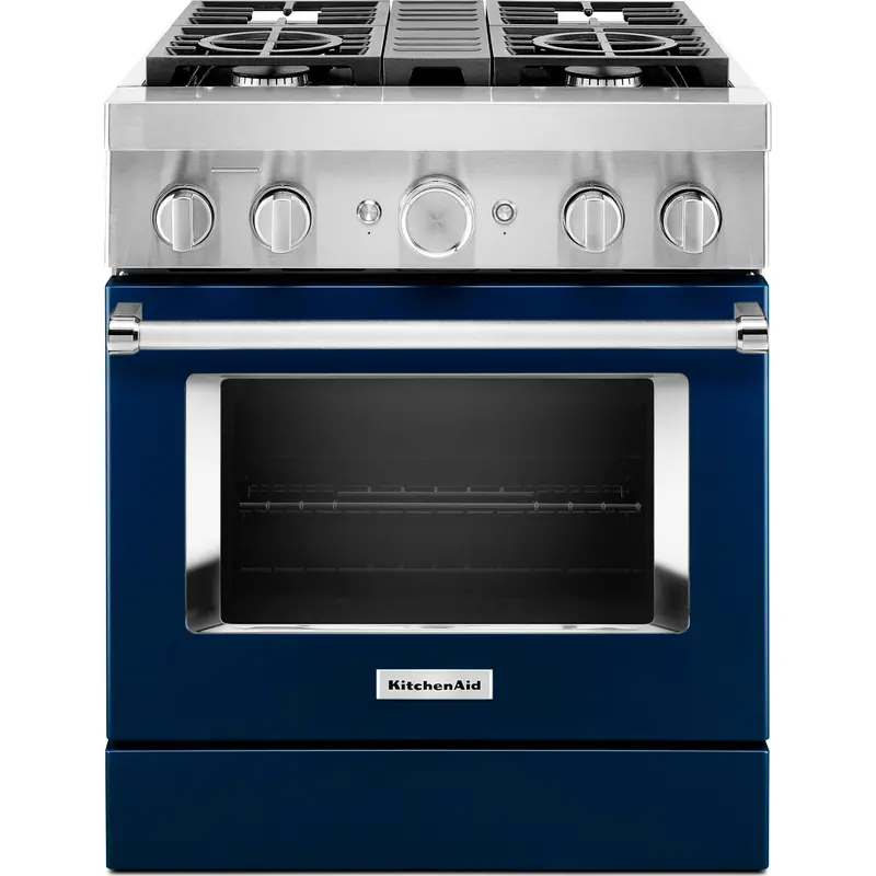 Kitchenaid 30-Inch Dual Fuel Range – Commercial-Style, 4-Burner, Smart Griddle, Ink Blue (Kfdc500Jib) 1