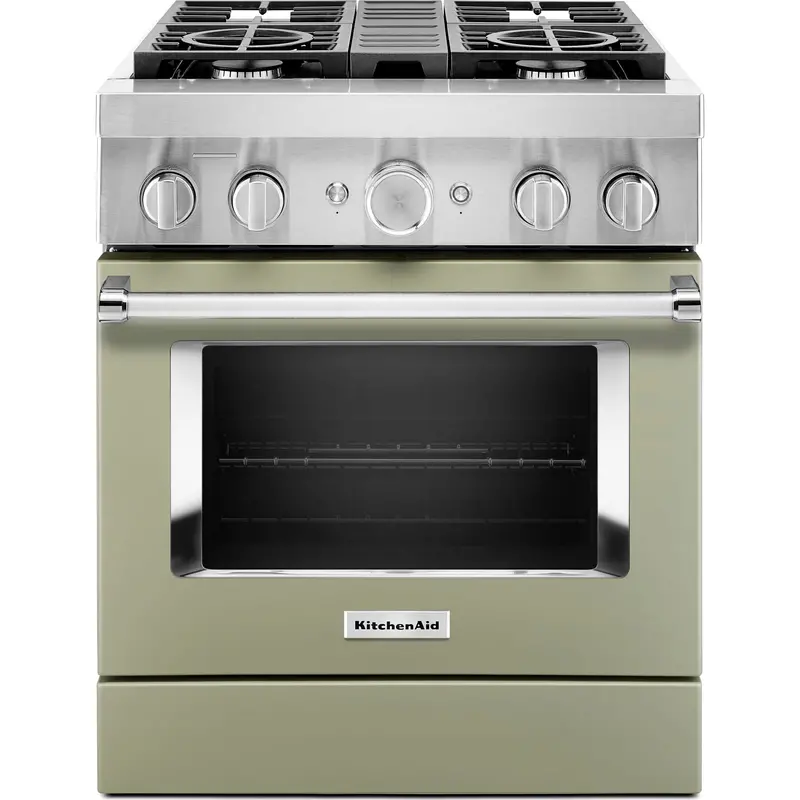 Kitchenaid 30-Inch Dual Fuel Range – Smart Commercial-Style, 4-Burner Gas Cooktop + Electric Oven, Avocado Cream (Kfdc500Jav) 1
