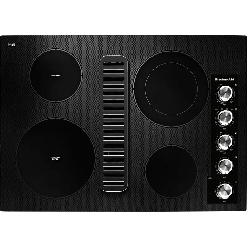 Kitchenaid 30-Inch Electric Downdraft Cooktop – 4 Heating Elements, Matte Black – Kced600Gbl 1