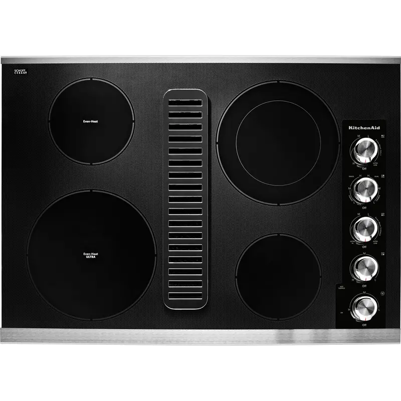 Kitchenaid 30-Inch Electric Downdraft Cooktop – 4 Heating Elements, Stainless Steel – Kced600Gss 1