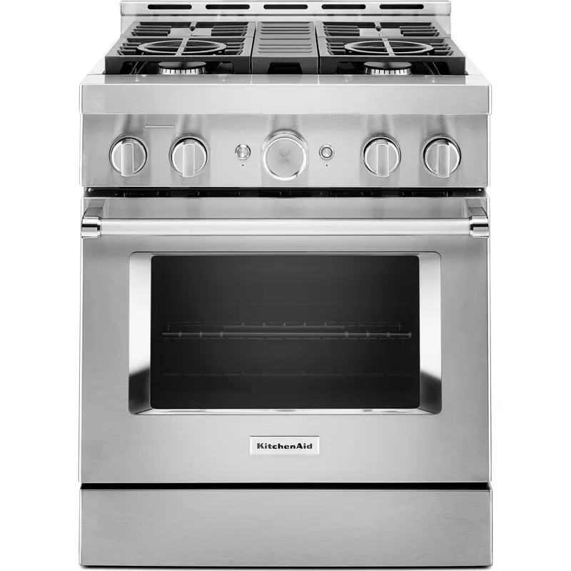 Kitchenaid 30-Inch Smart Commercial Gas Range – 4 Burners, Stainless Steel Finish (Kfgc500Jss) 1