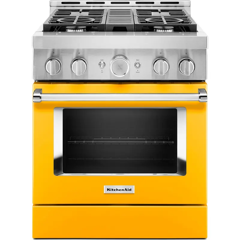 Kitchenaid 30-Inch Smart Commercial Gas Range – 4 Burners, Yellow Pepper Finish (Kfgc500Jyp) 1