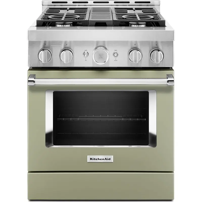 Kitchenaid 30-Inch Smart Commercial-Style Gas Range – 4 Burners, Avocado Cream Finish (Kfgc500Jav) 1