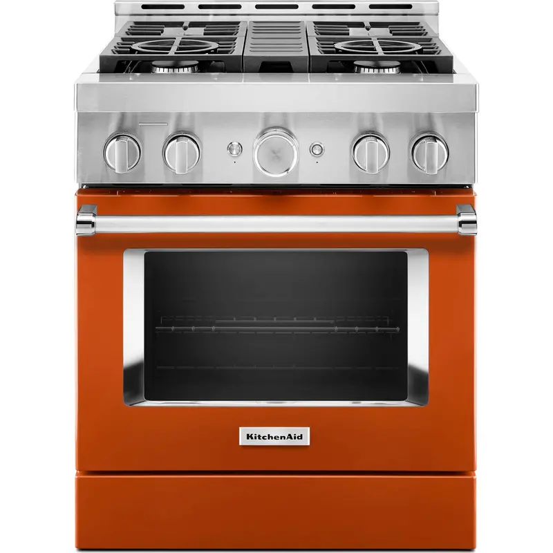 Kitchenaid 30-Inch Smart Commercial-Style Gas Range – 4 Burners, Scorched Orange Finish (Kfgc500Jsc) 1