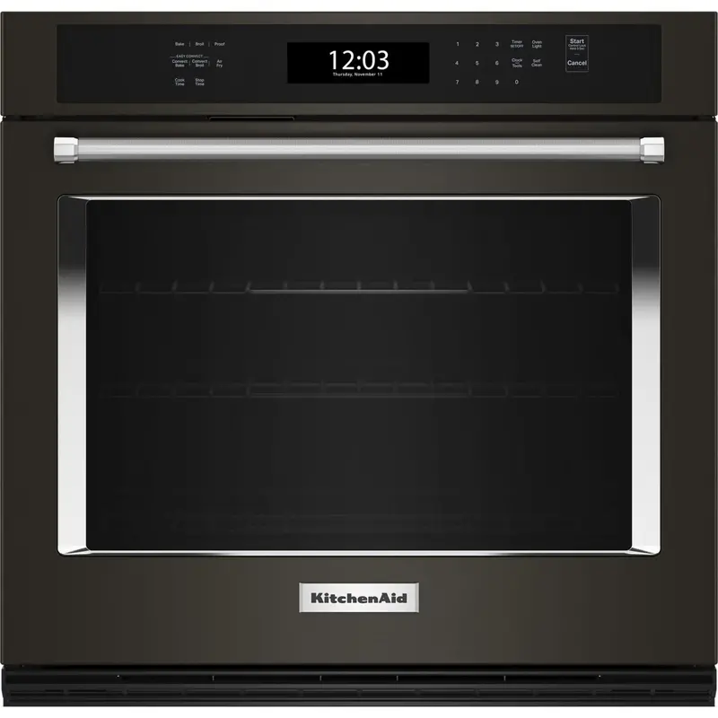 Kitchenaid 30" Single Wall Oven With Air Fry – Black Stainless Steel (Koes530Pbs) 1