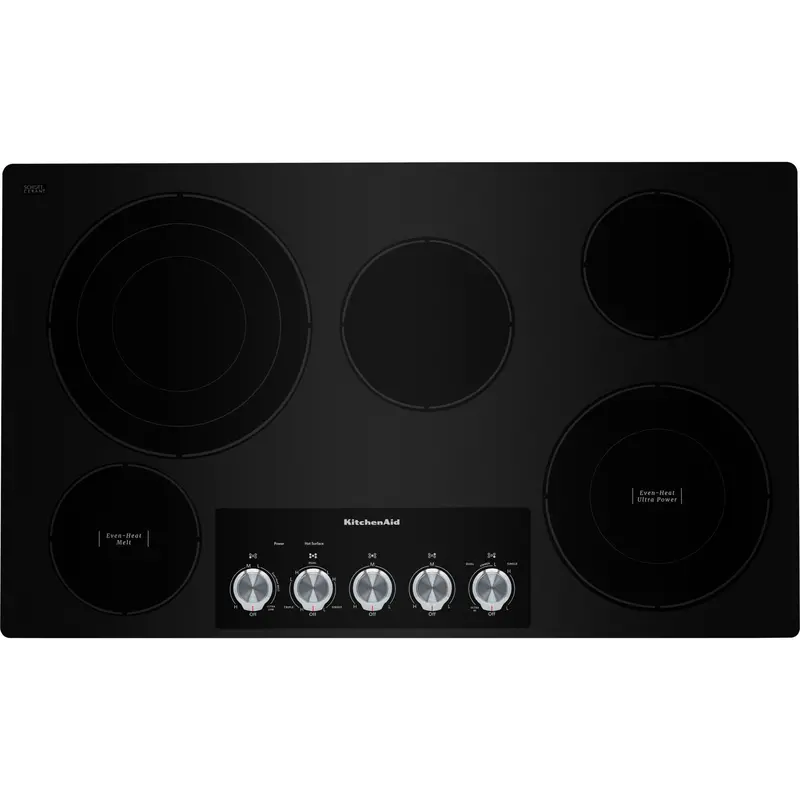 Kitchenaid 36-Inch Black Electric Cooktop Featuring 5 Elements And Intuitive Knob Controls (Kces556Hbl) 1