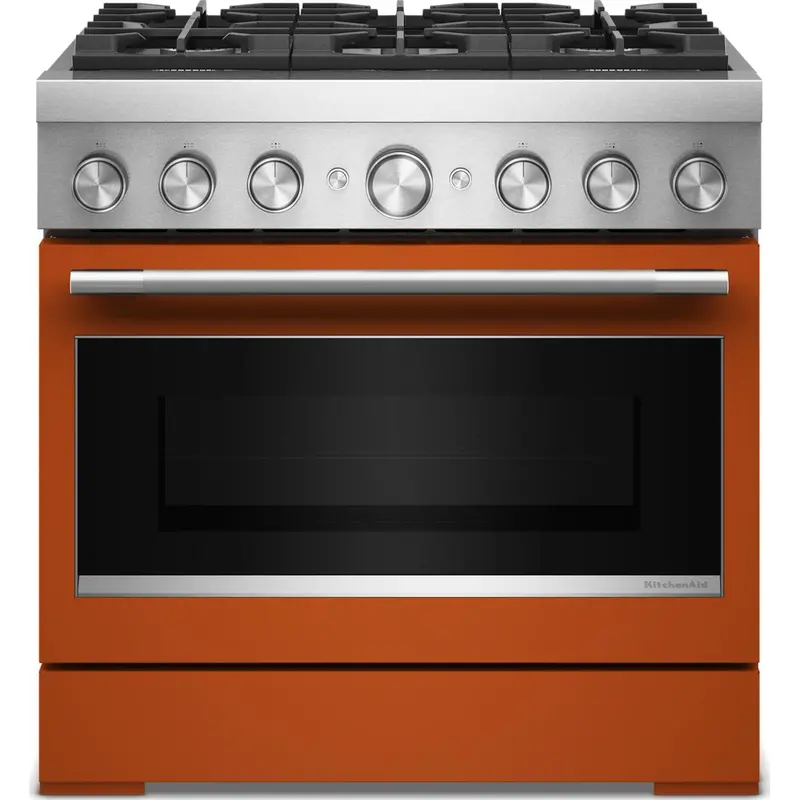 Kitchenaid 36-Inch Dual Fuel Range – Scorched Orange Finish, No-Preheat Air Fry 1