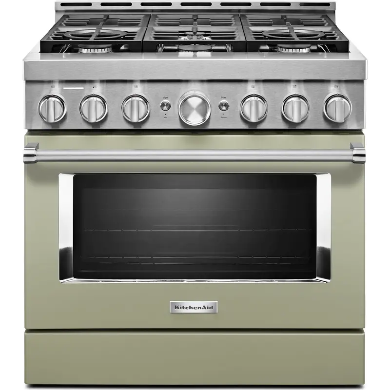 Kitchenaid 36-Inch Gas Range – Smart Commercial-Style, 6-Burner Cooktop, Avocado Cream Finish (Kfgc506Jav) 1