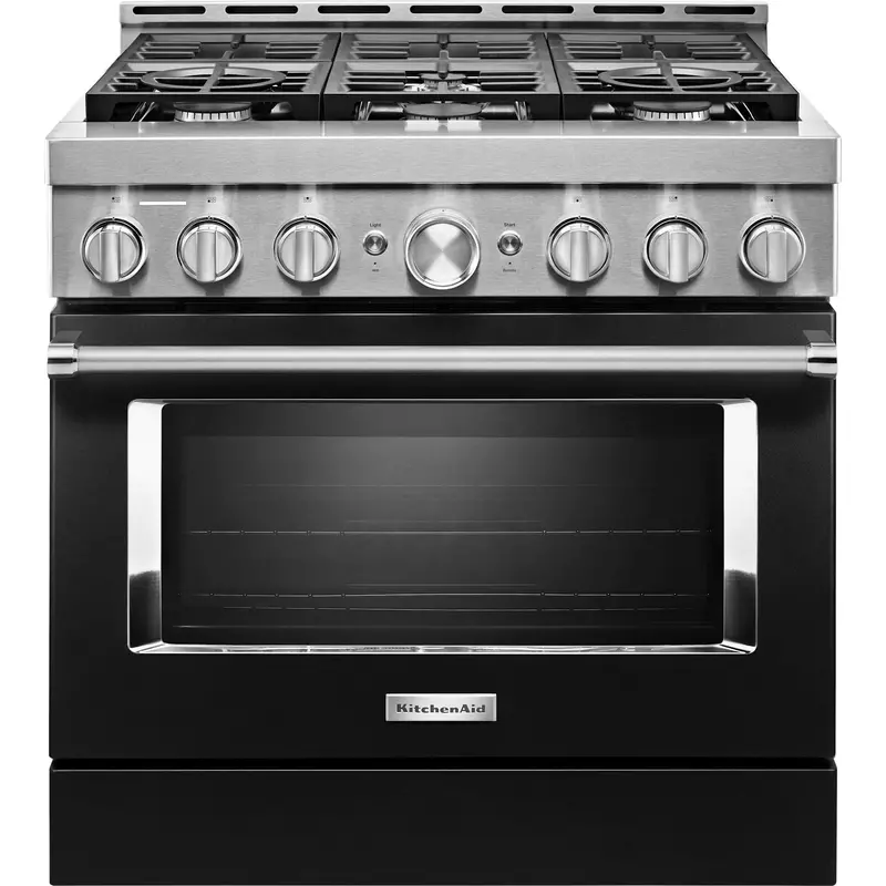 Kitchenaid 36-Inch Gas Range – Smart Commercial-Style, 6-Burner Cooktop, Imperial Black Finish (Kfgc506Jbk) 1