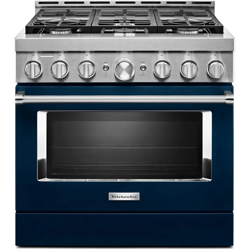 Kitchenaid 36-Inch Gas Range – Smart Commercial-Style, 6-Burner Cooktop, Ink Blue Finish (Kfgc506Jib) 1