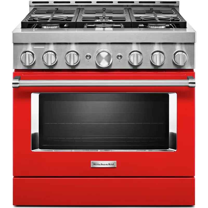 Kitchenaid 36-Inch Gas Range – Smart Commercial-Style, 6-Burner Cooktop, Passion Red Finish (Kfgc506Jpa) 1